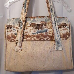 New Soft sided Laptop Messenger Shoulder Bag Western Bear Woodland animal Tote